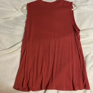 Orange ribbed mock neck tank top